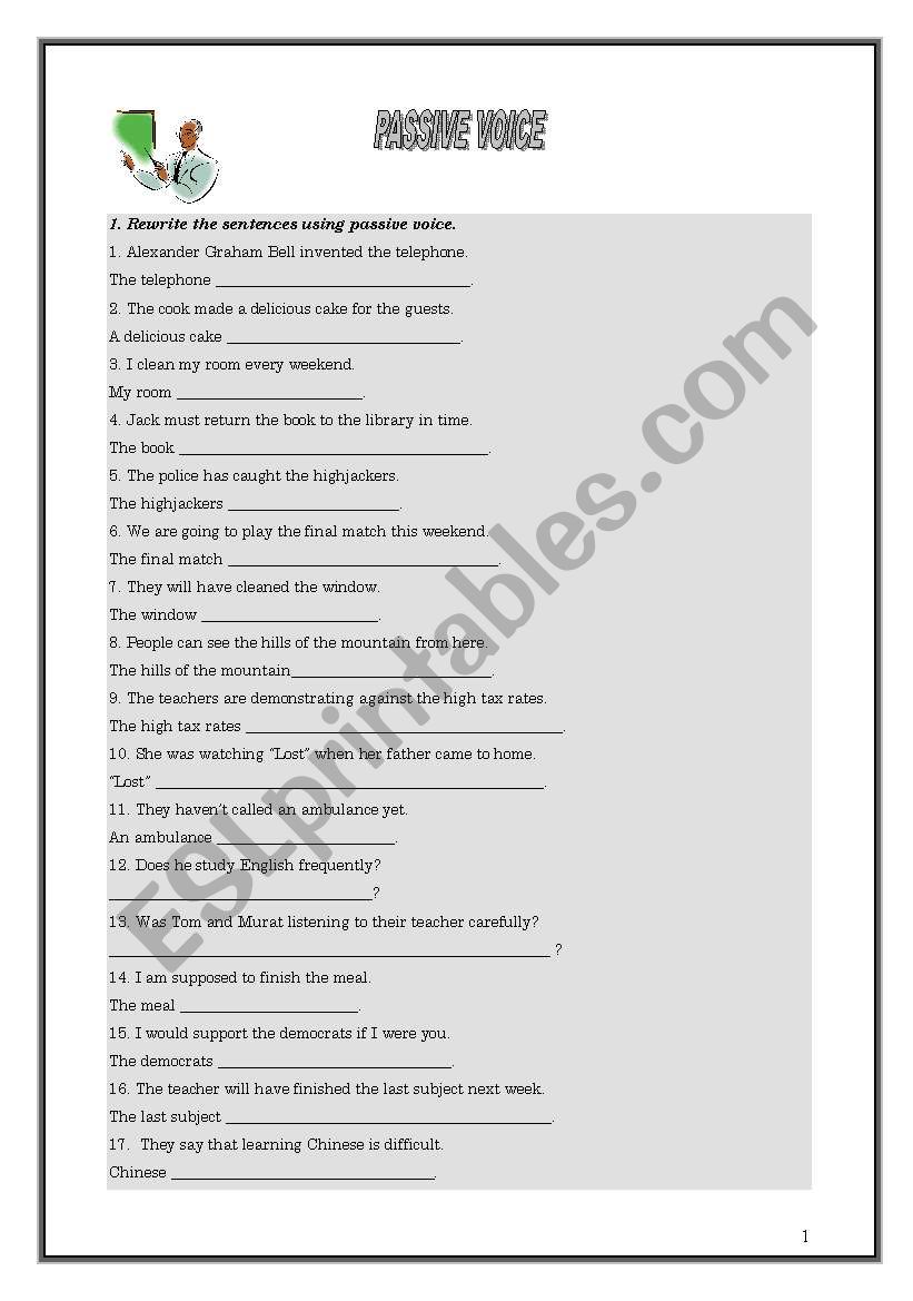 Passive Voice Worksheet worksheet