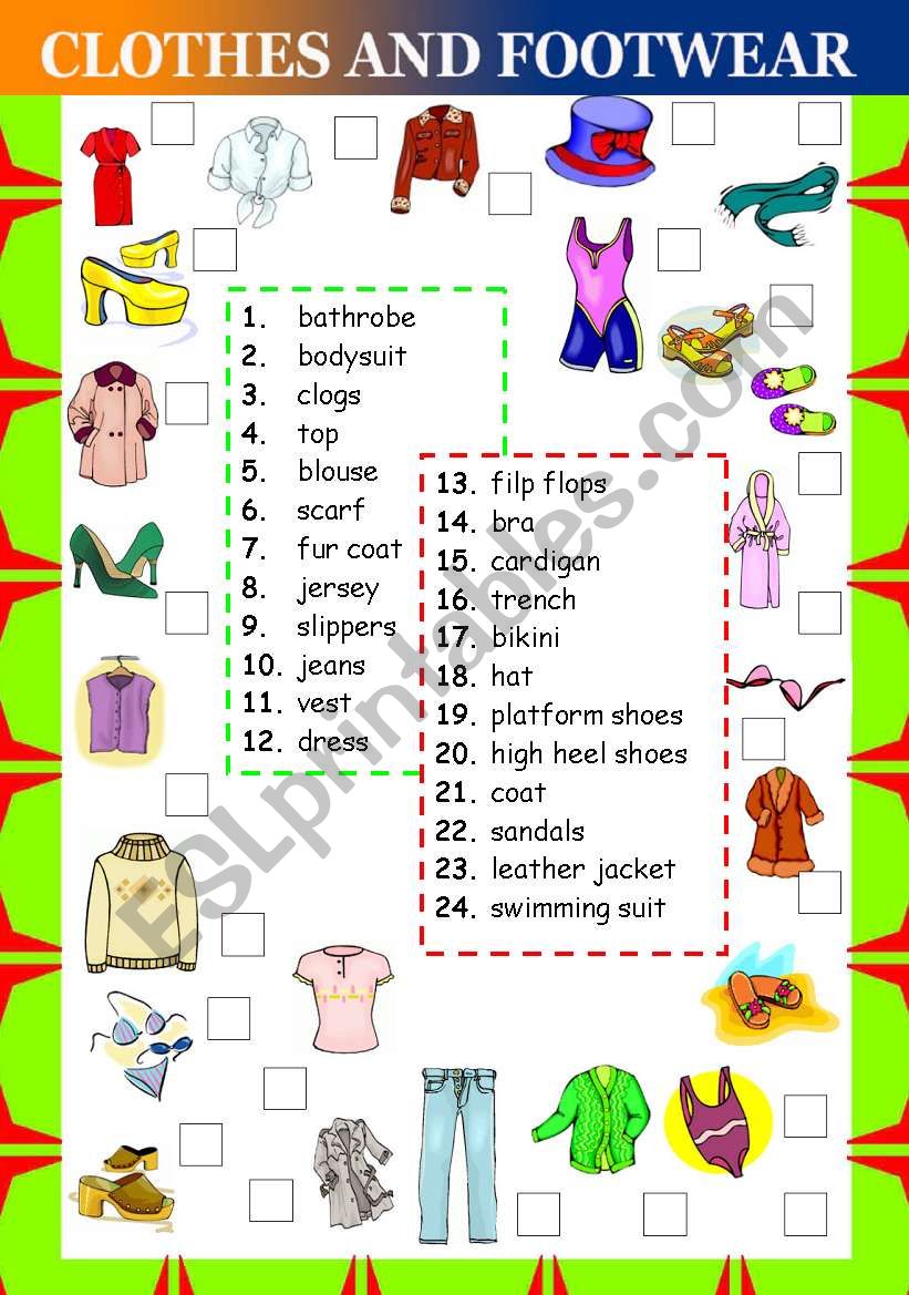 Clothes and footwear - ESL worksheet by Katiana