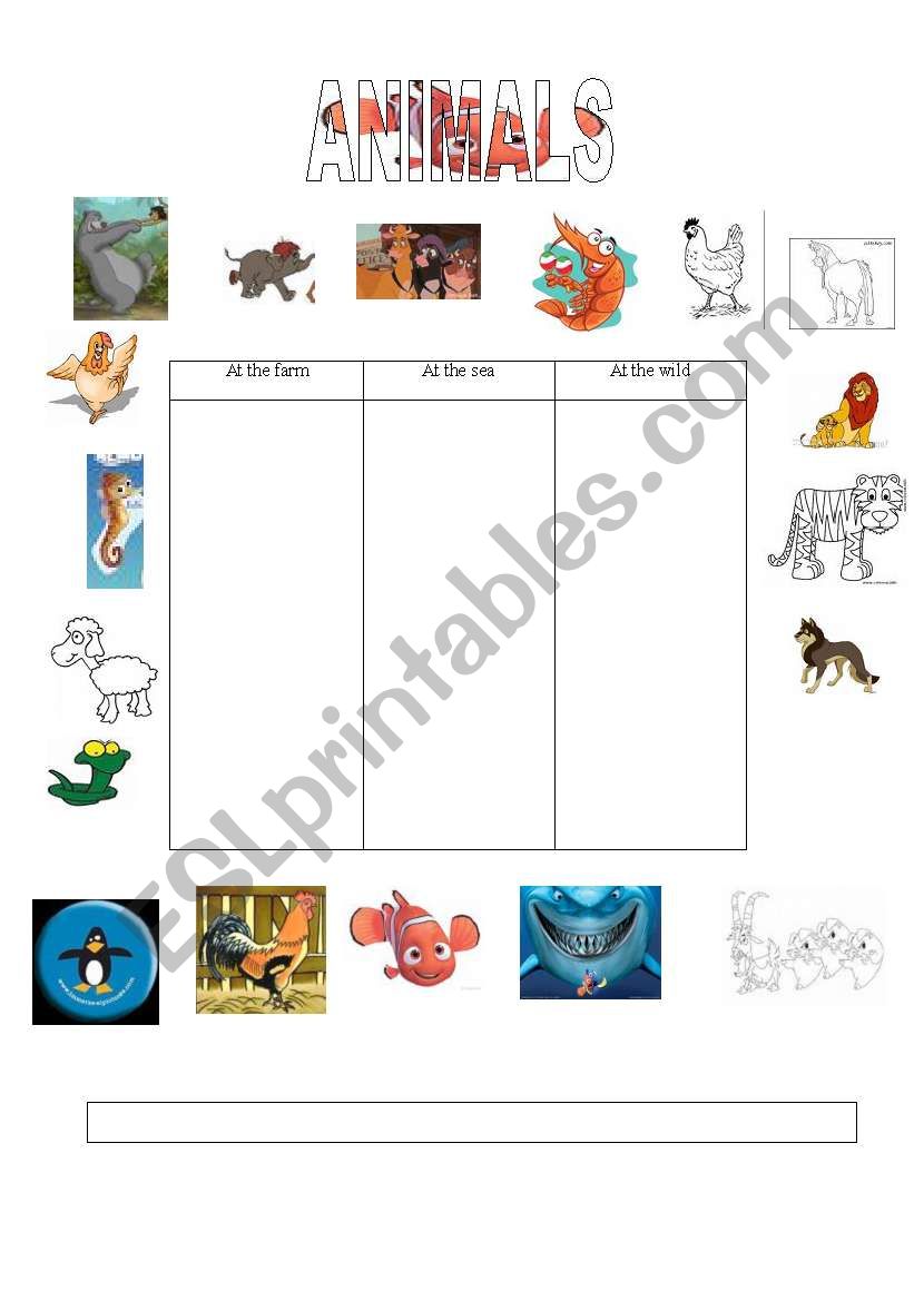 ANIMALS worksheet