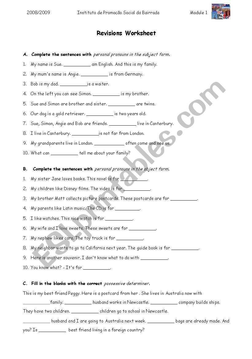 revisions worksheet worksheet