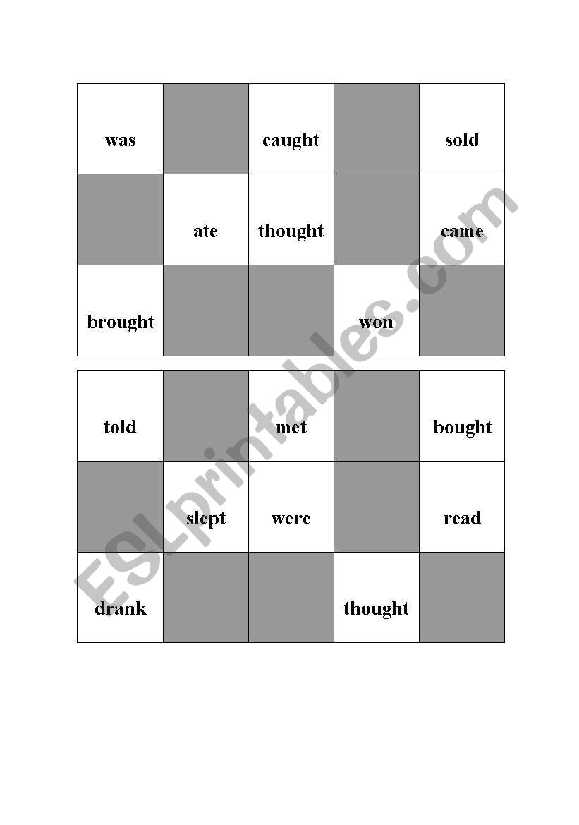 Bingo- past tense of irregular verbs