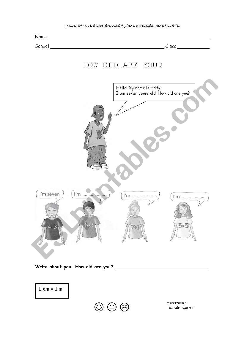 How old are you? worksheet