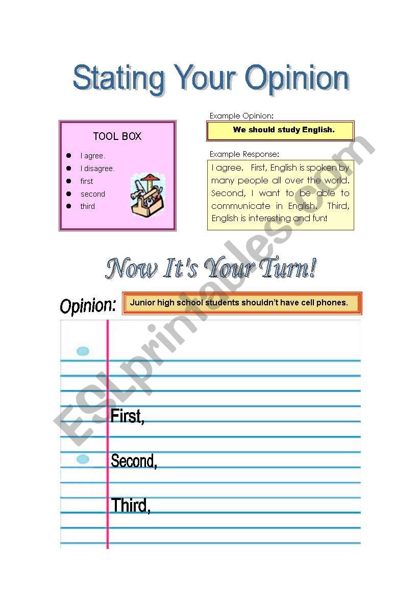 Stating/Sharing Your Opinion worksheet