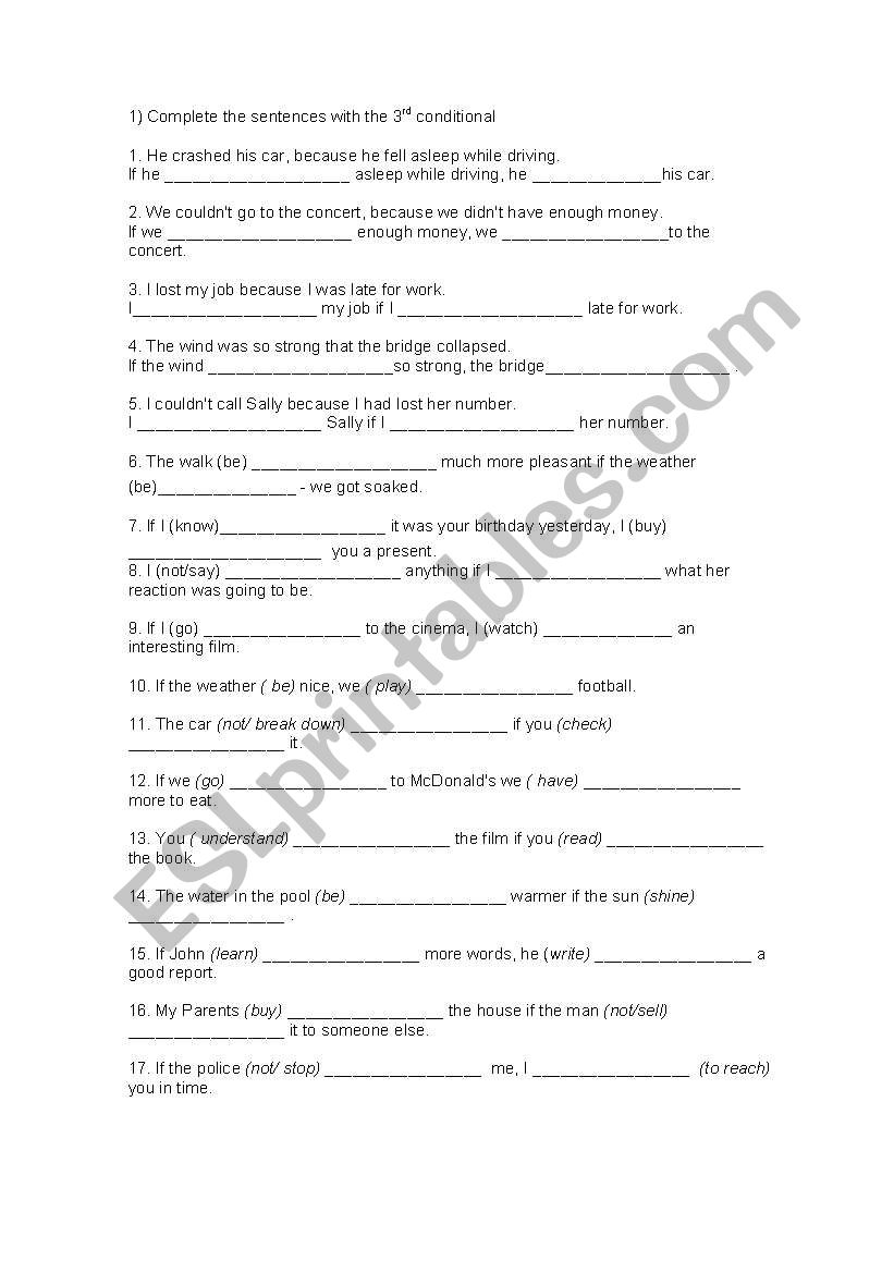 3rd conditional worksheet