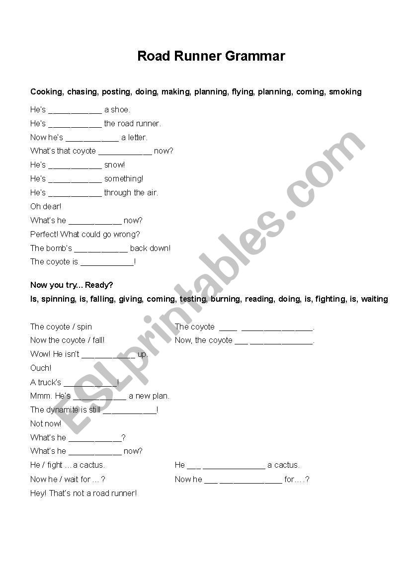 Road Runner Grammar for Present Continuous