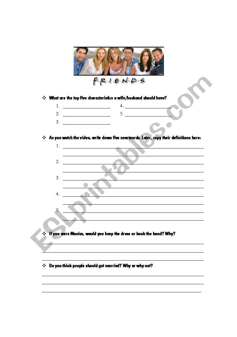 Friends Worksheet worksheet