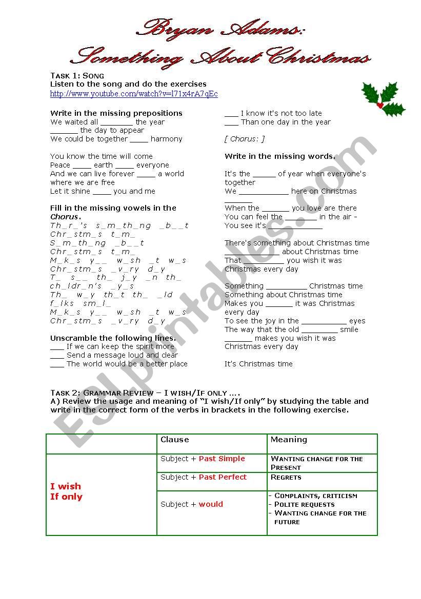 Grammar Through Songs: Something About Christmas + I wish/If only