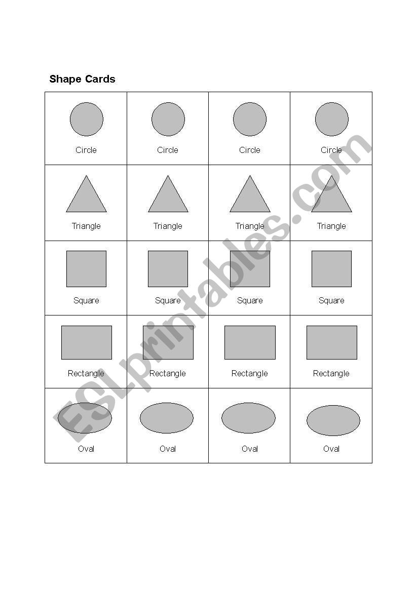 2-D Shapes Flash cards worksheet