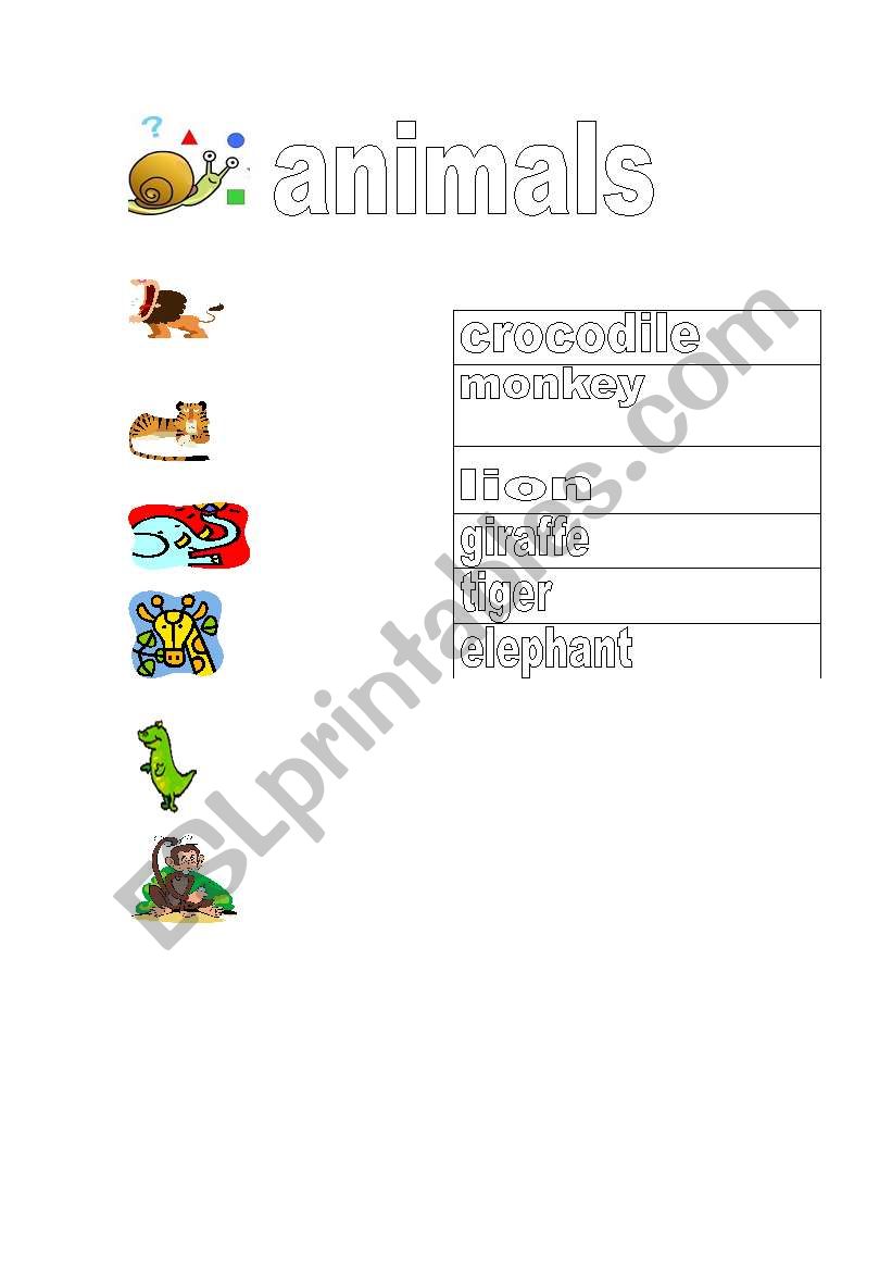 wild animals worksheet