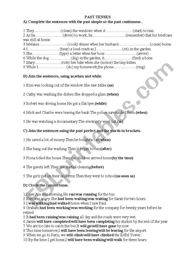 PAST TENSES worksheet