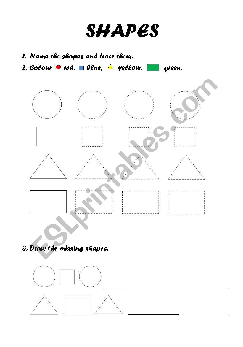 Shapes and colours worksheet