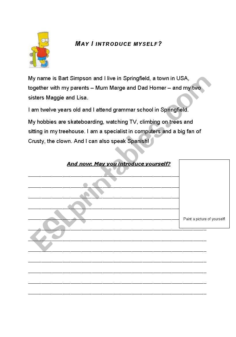 May you introduce yourself? worksheet