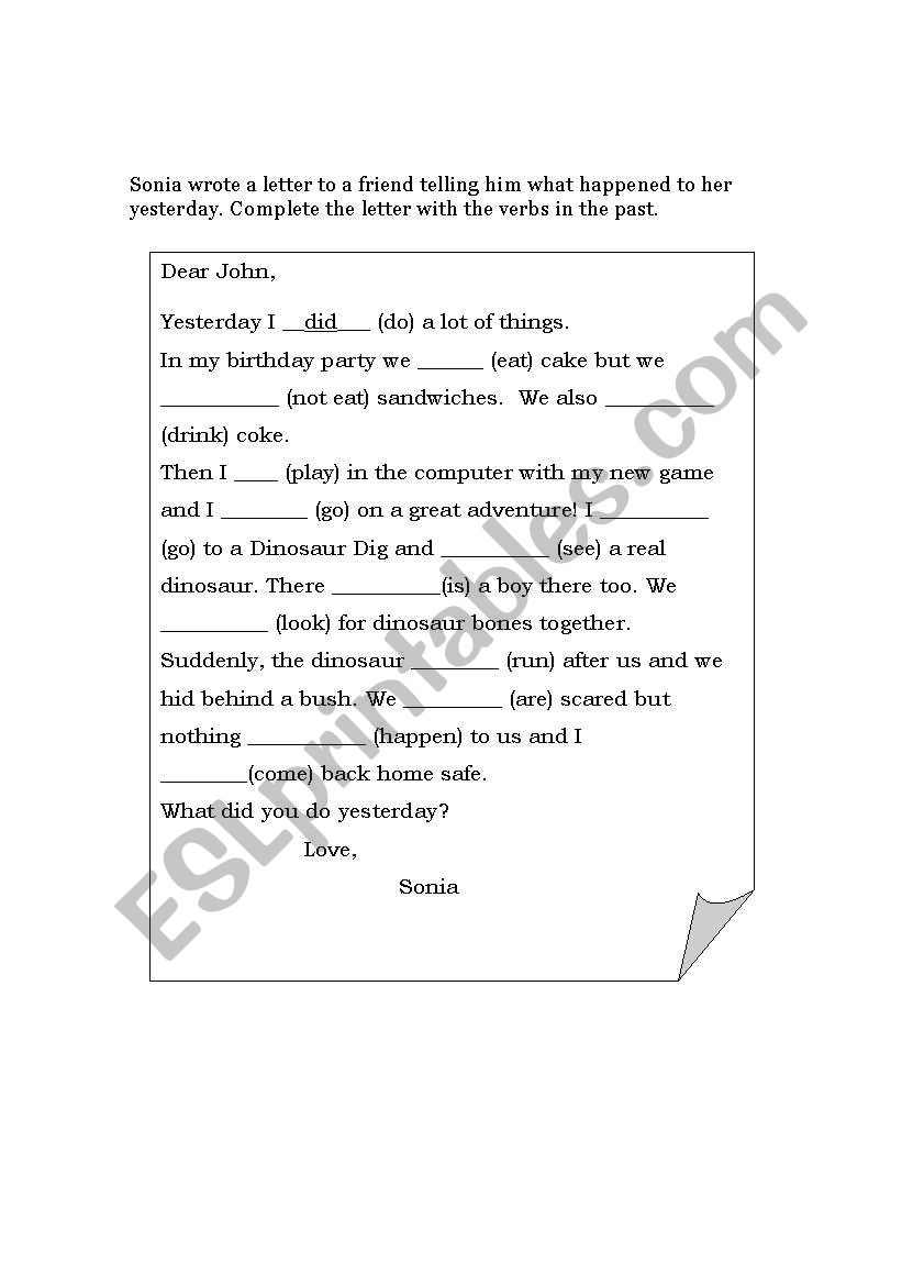 Letter worksheet