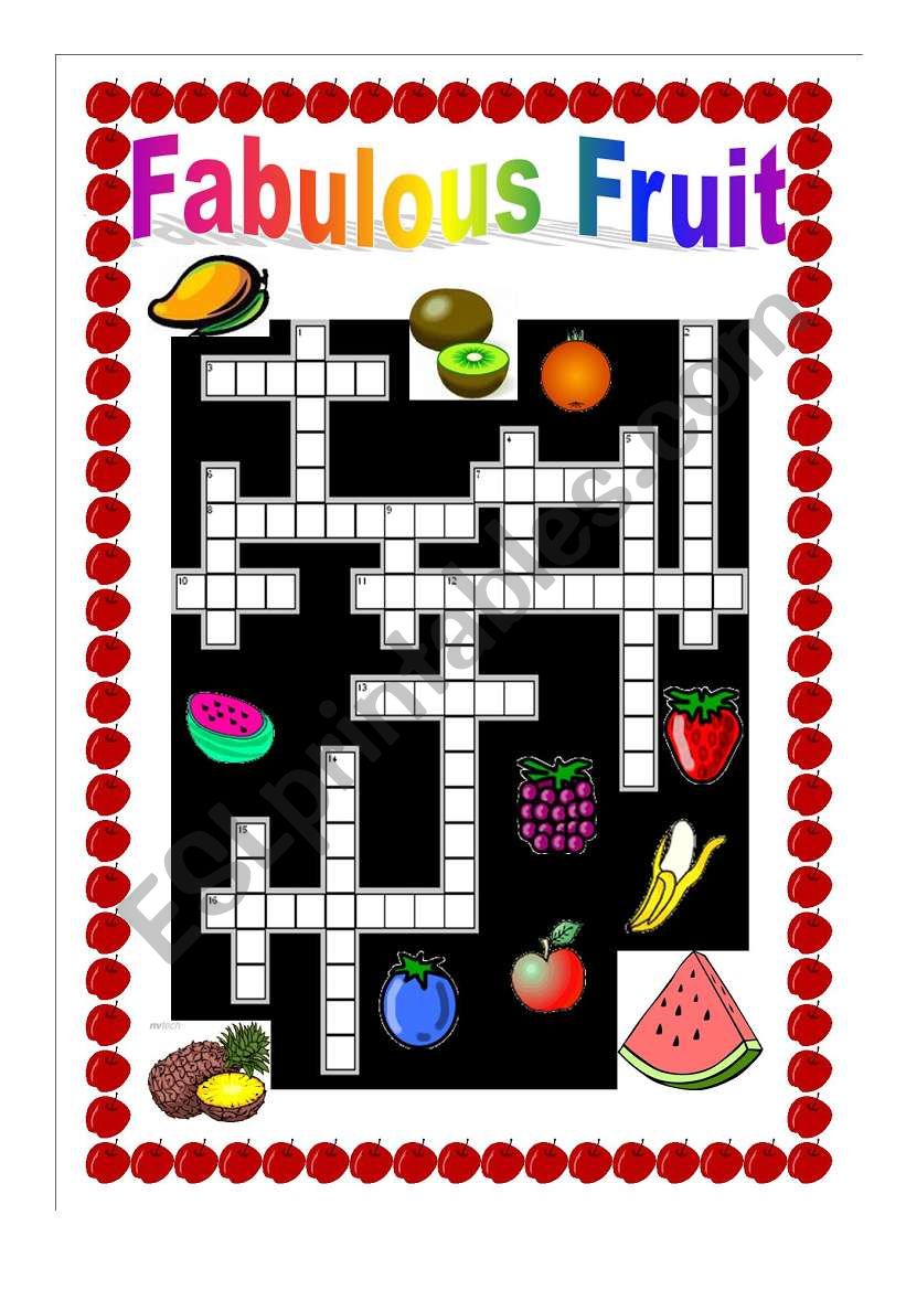 Fruity Crossword + written clues + answer key