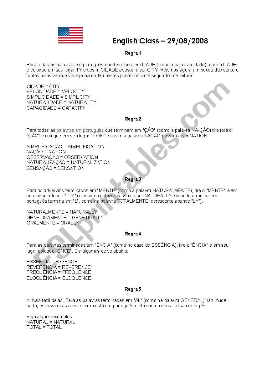 Dicas e grias worksheet