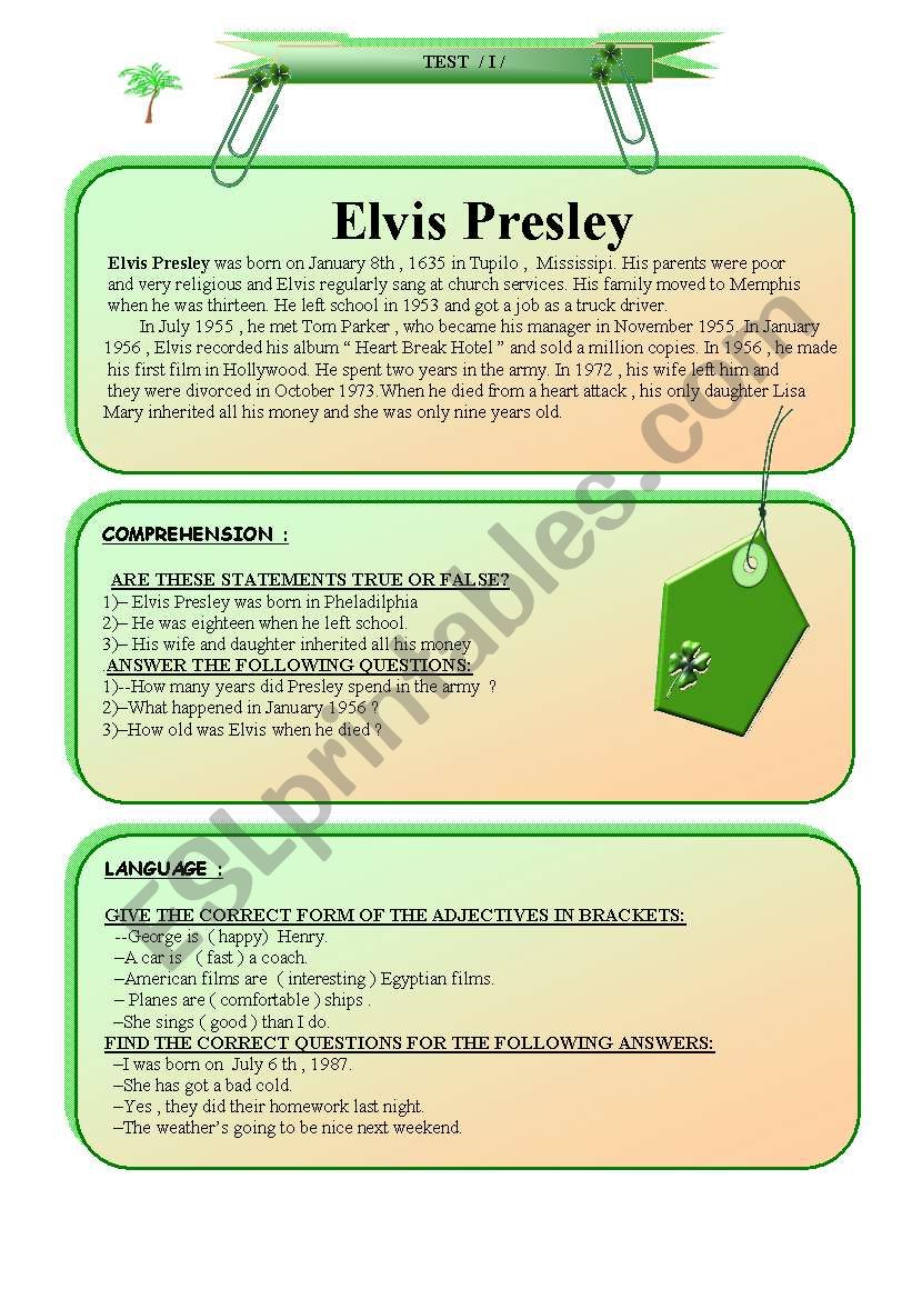 Reading Comprehension worksheet