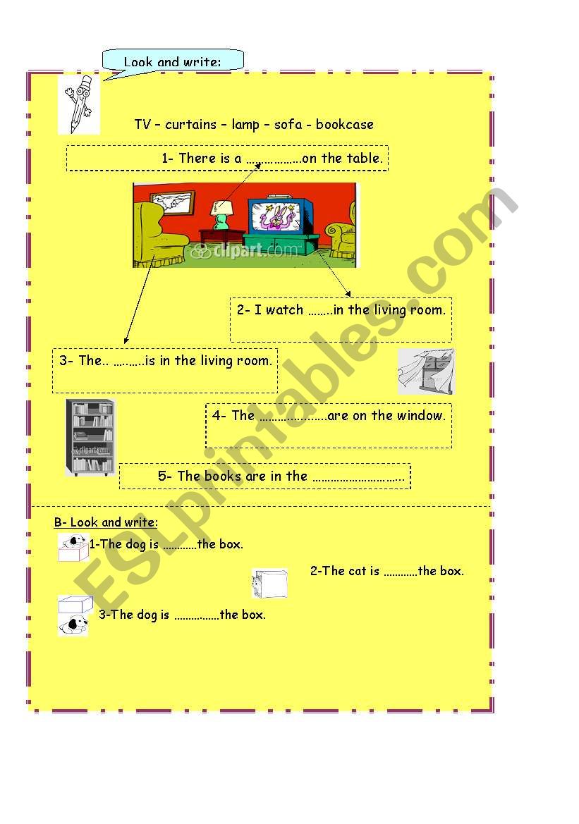 house prepostions worksheet