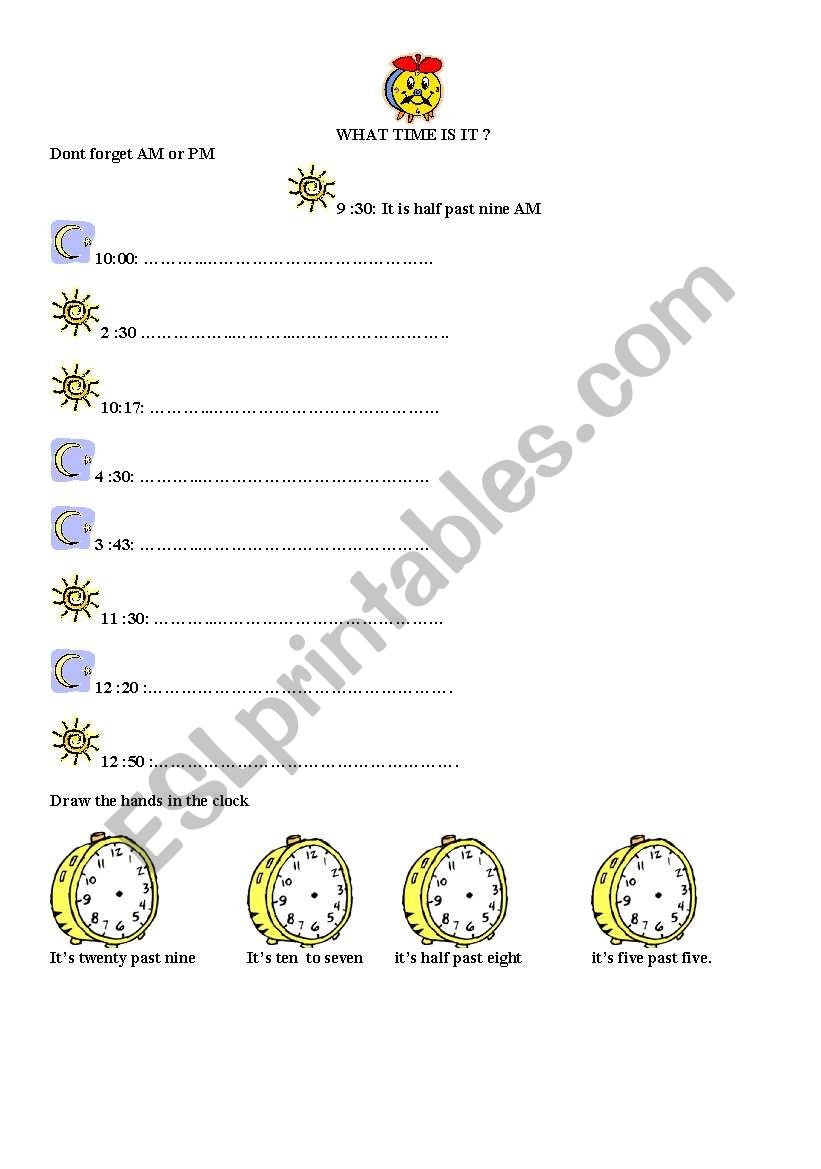 What time is it? worksheet