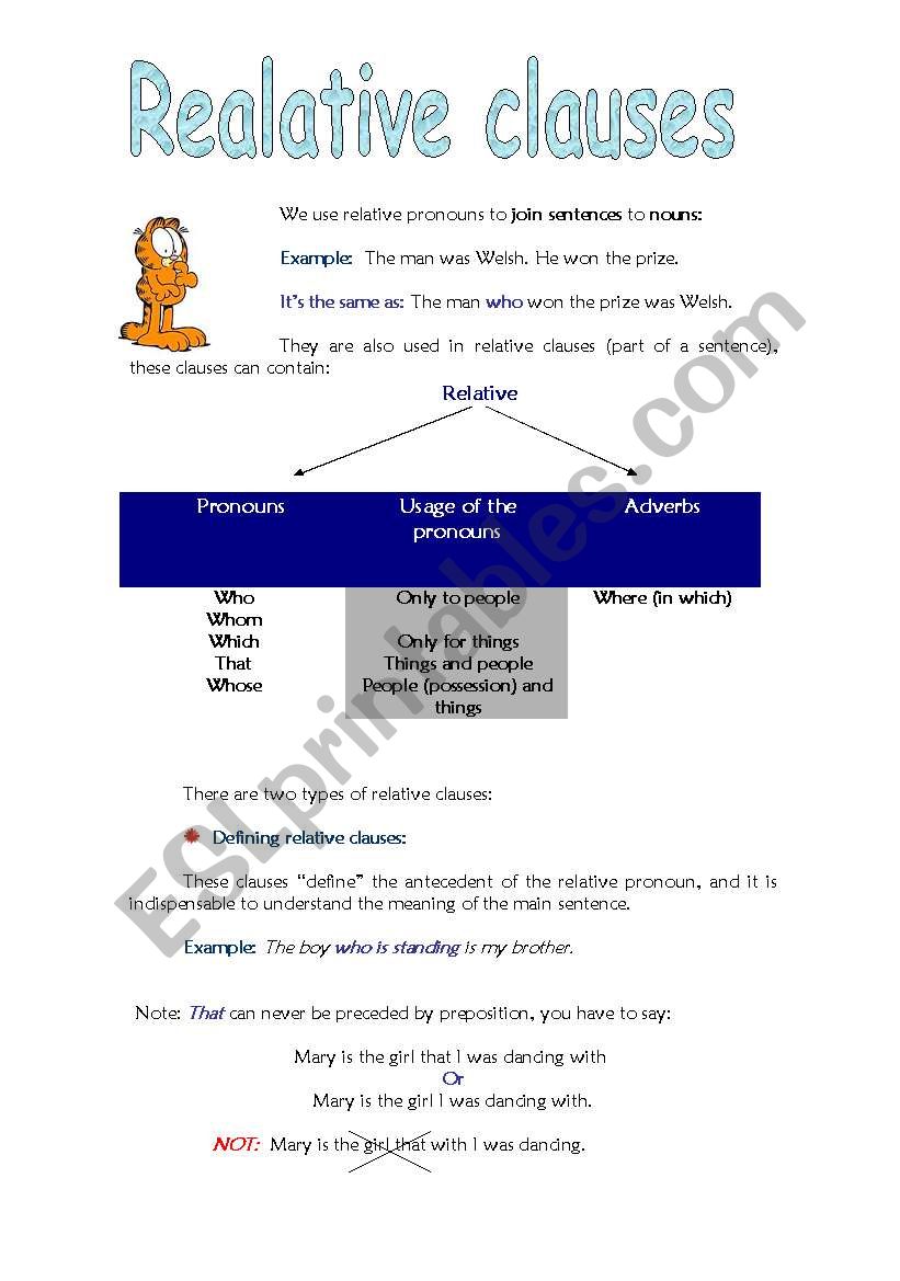 relative clauses worksheet