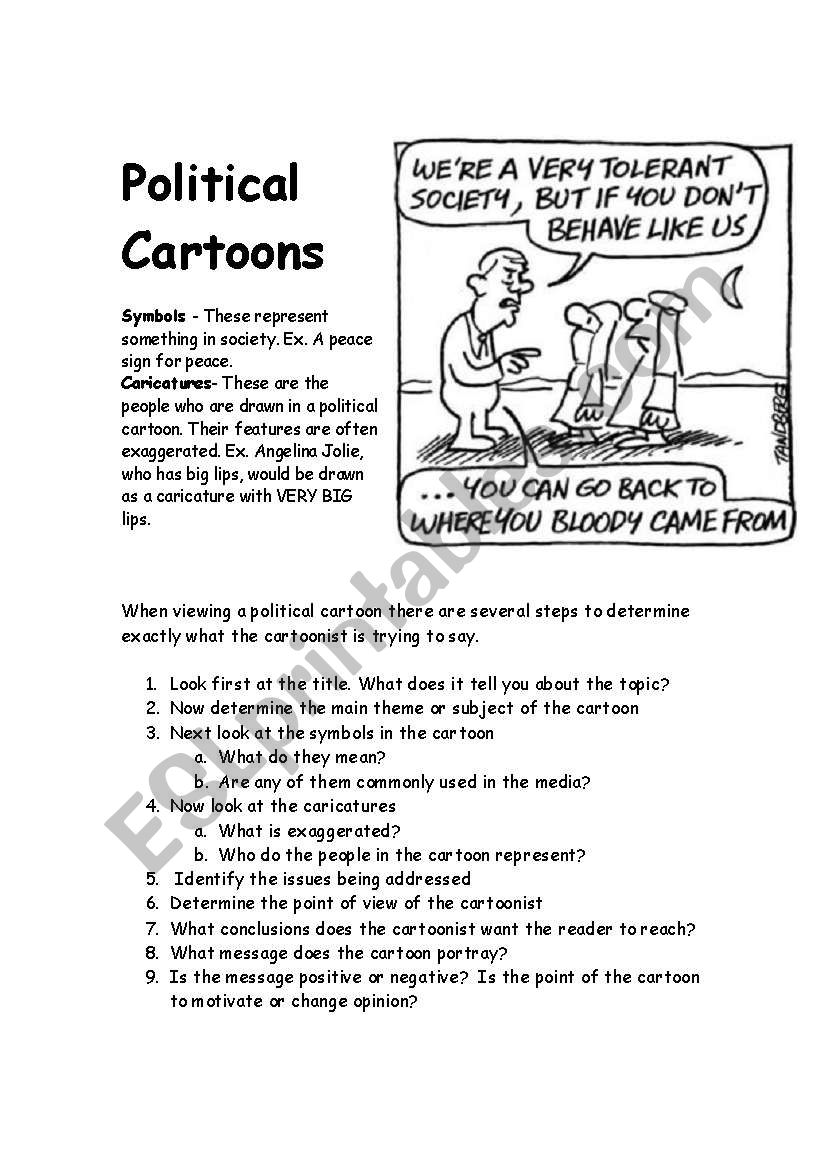 Political Cartoons - exclusion laws - ESL worksheet by LOPEZJG With Regard To Political Cartoon Analysis Worksheet