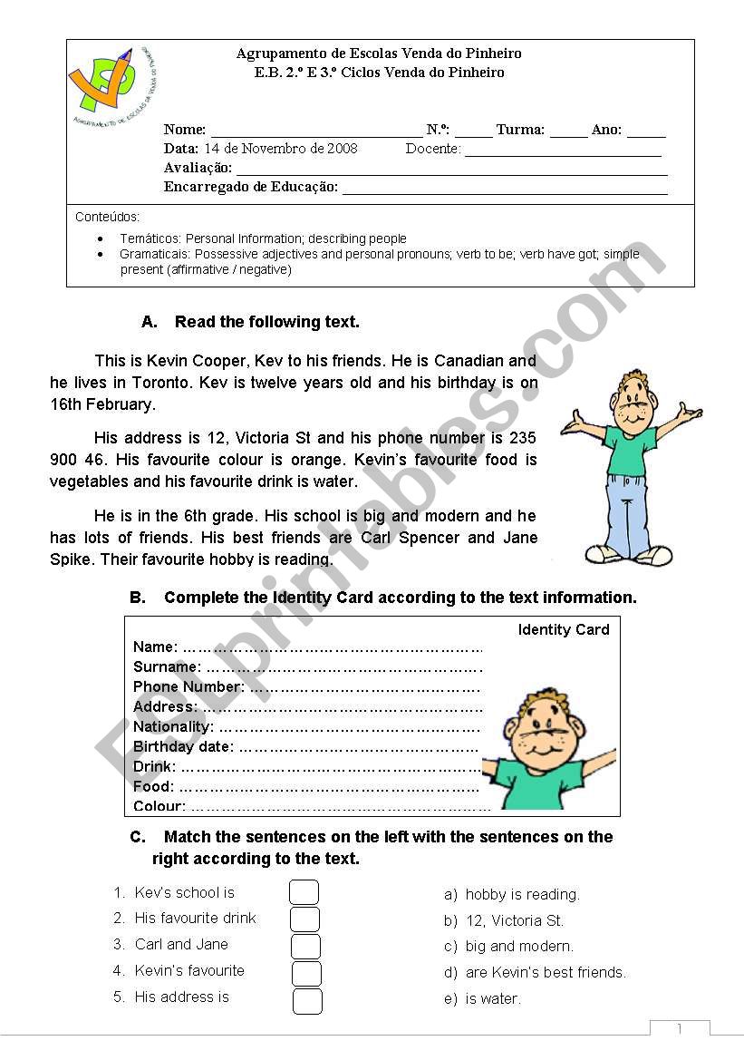 English Test worksheet