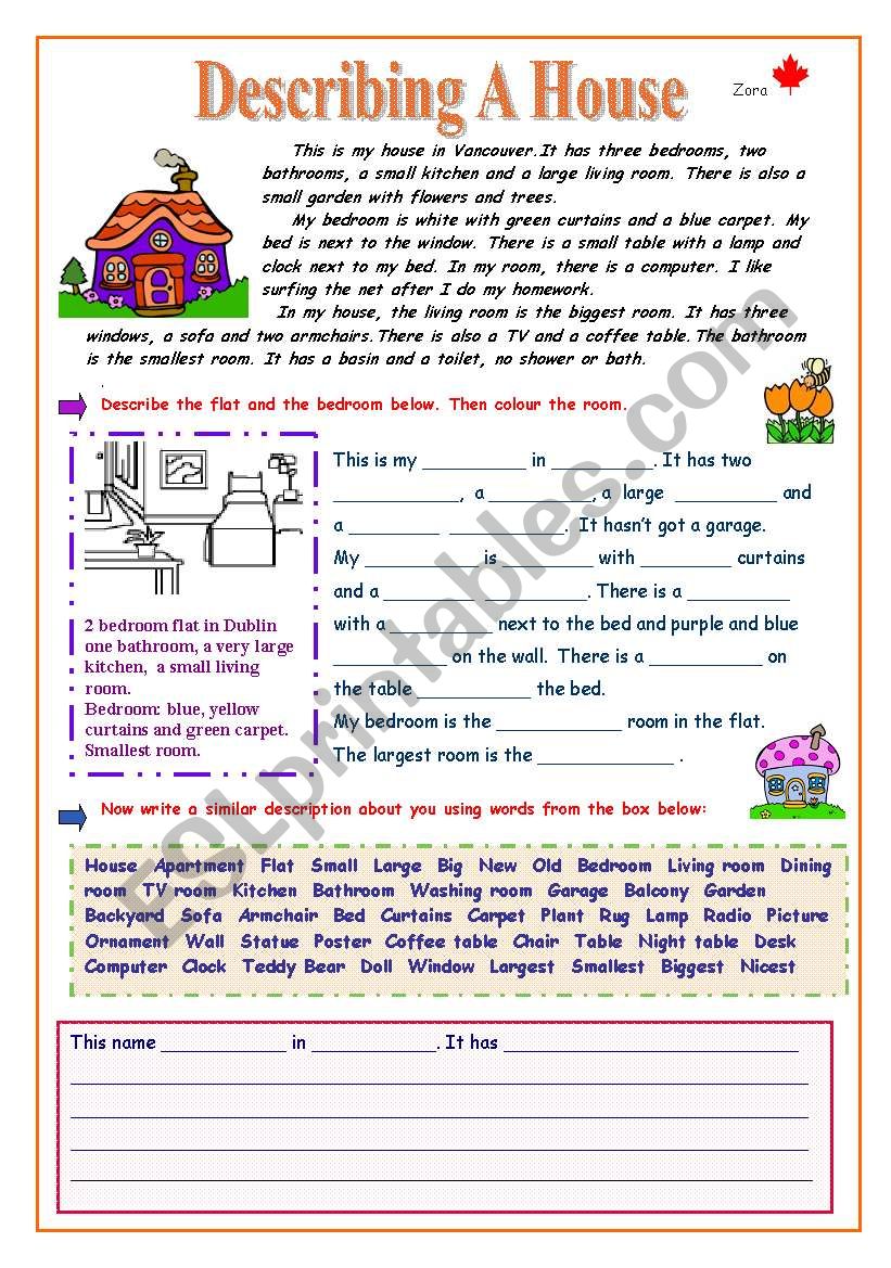 Describing a House worksheet