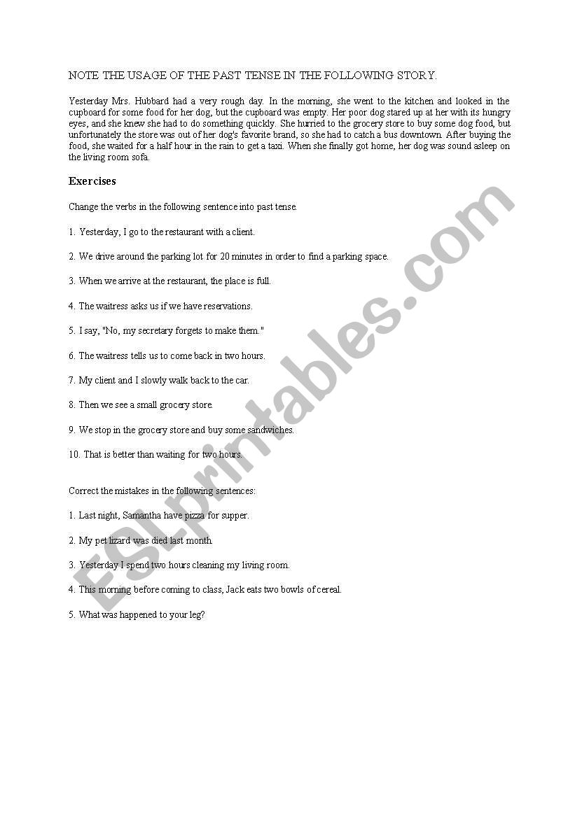 past simple exercises worksheet