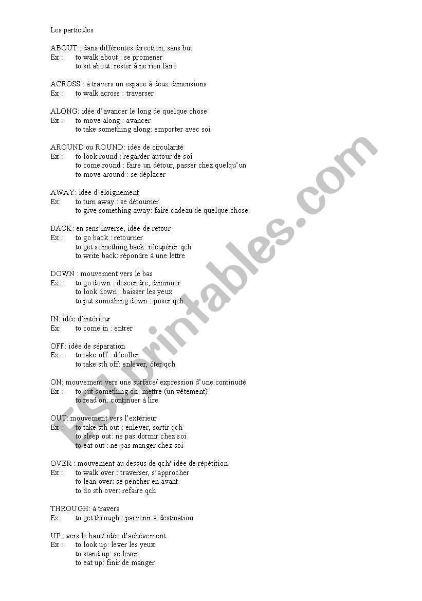 phrasal verbs worksheet