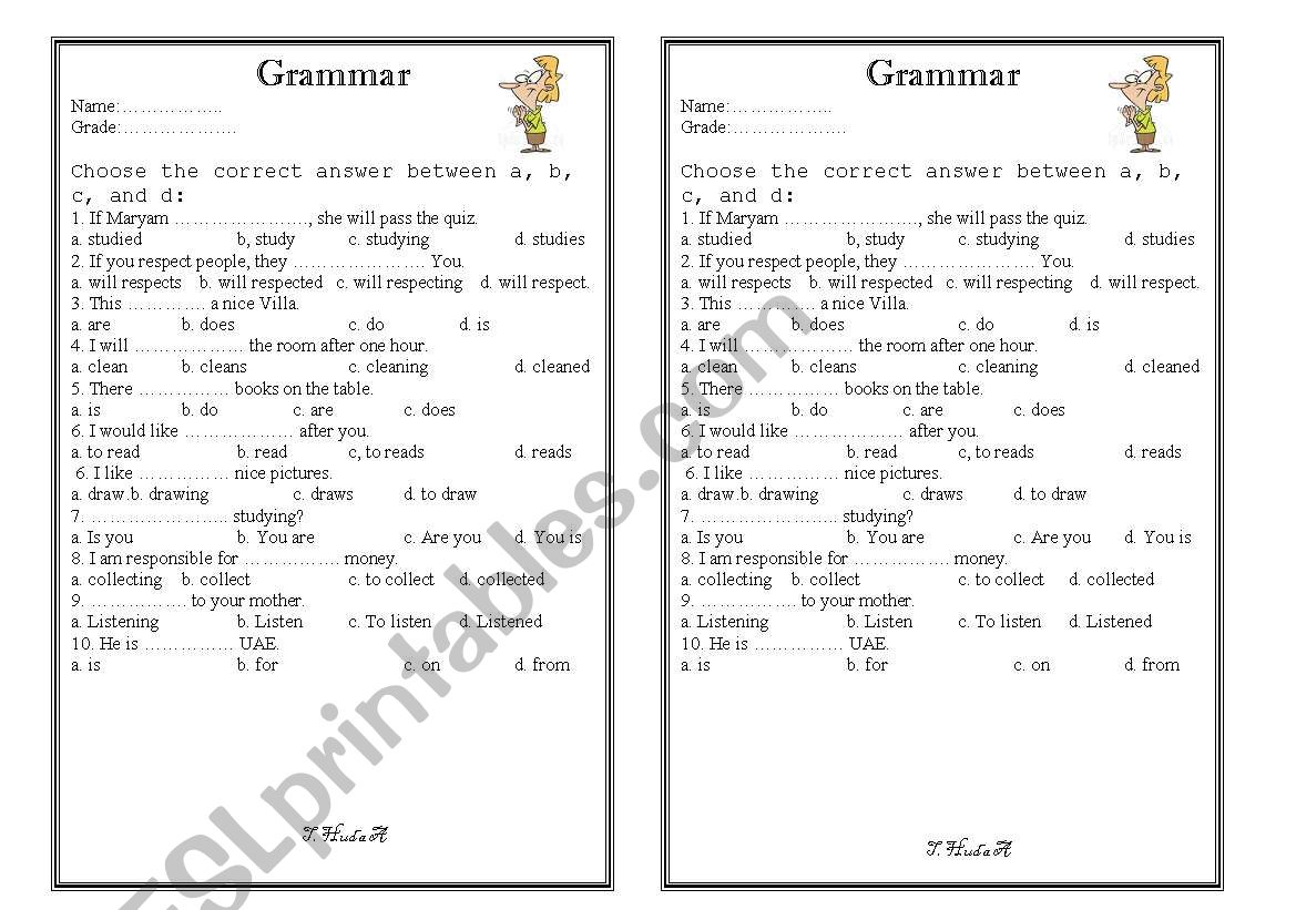 grammar worksheet