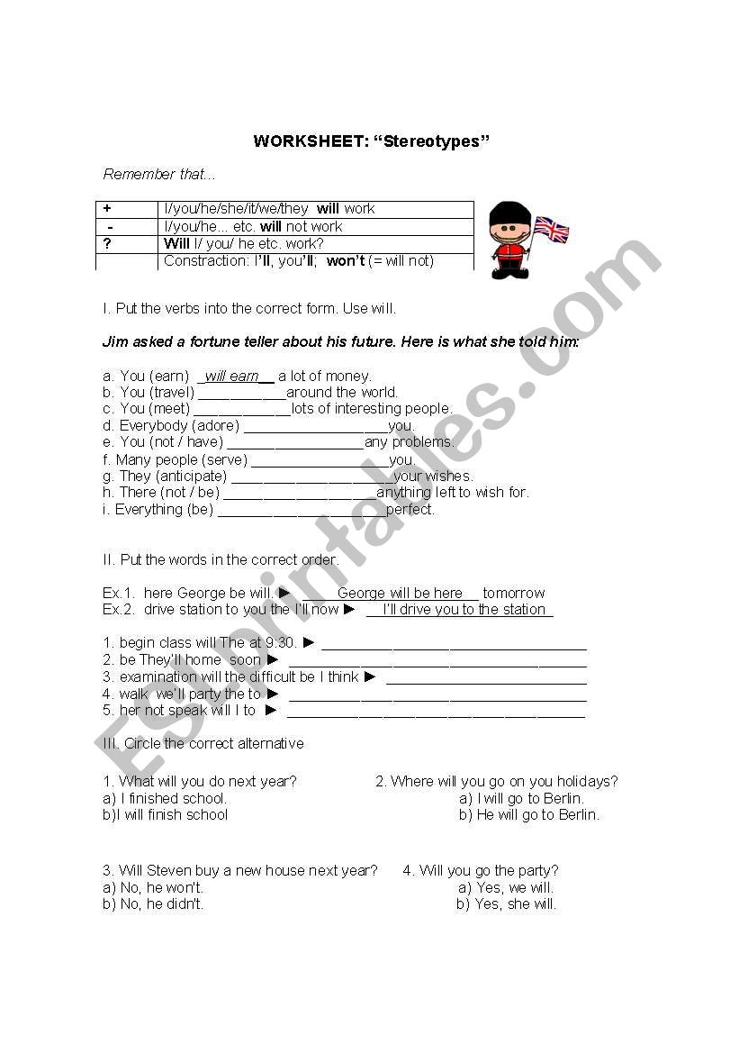 Worksheet: Stereotypes. worksheet