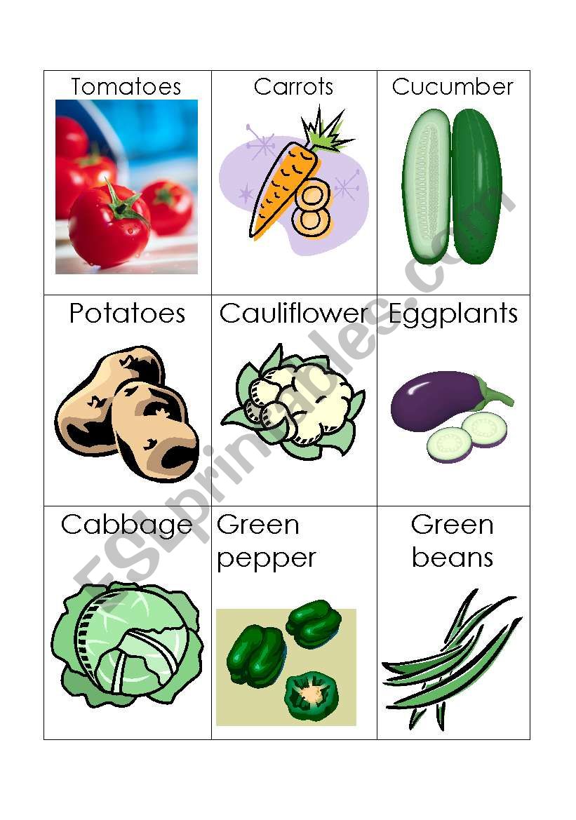 Vegetables worksheet