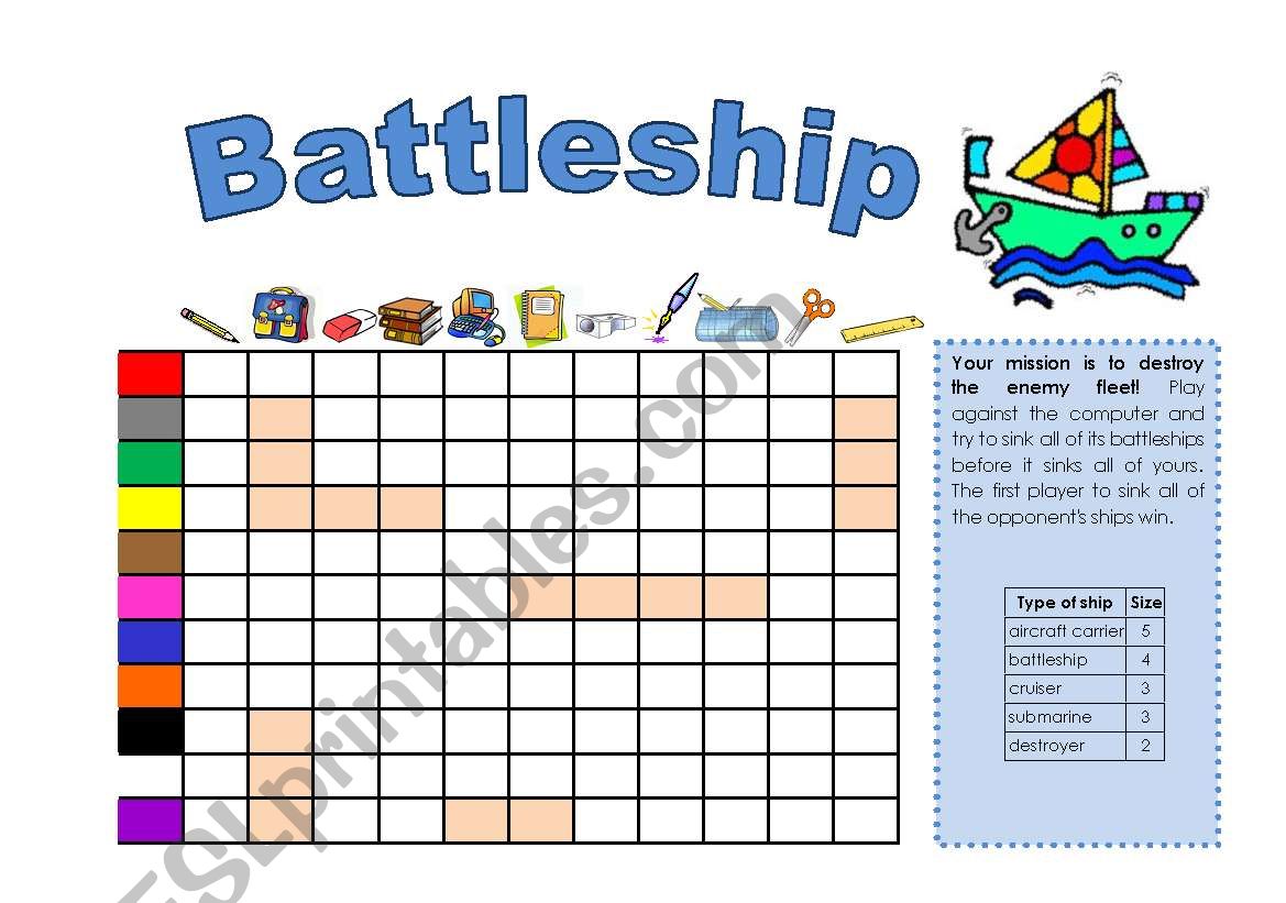 battleship worksheet