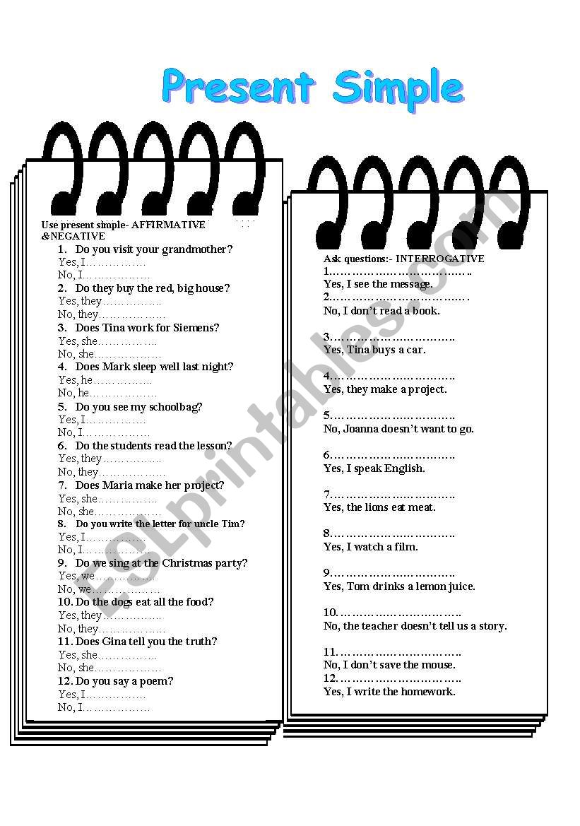 PRESENT SIMPLE - revison worksheet