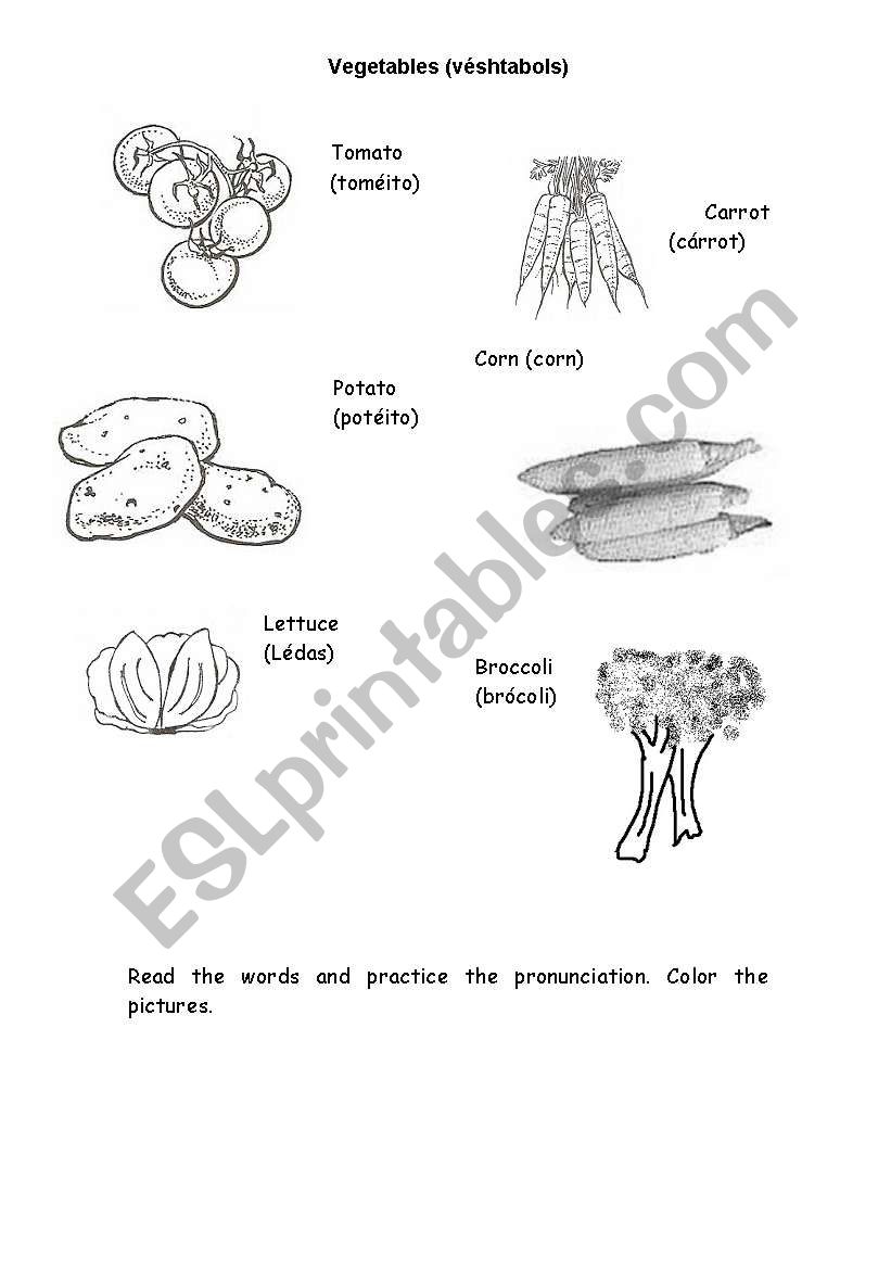 VEGETABLES worksheet