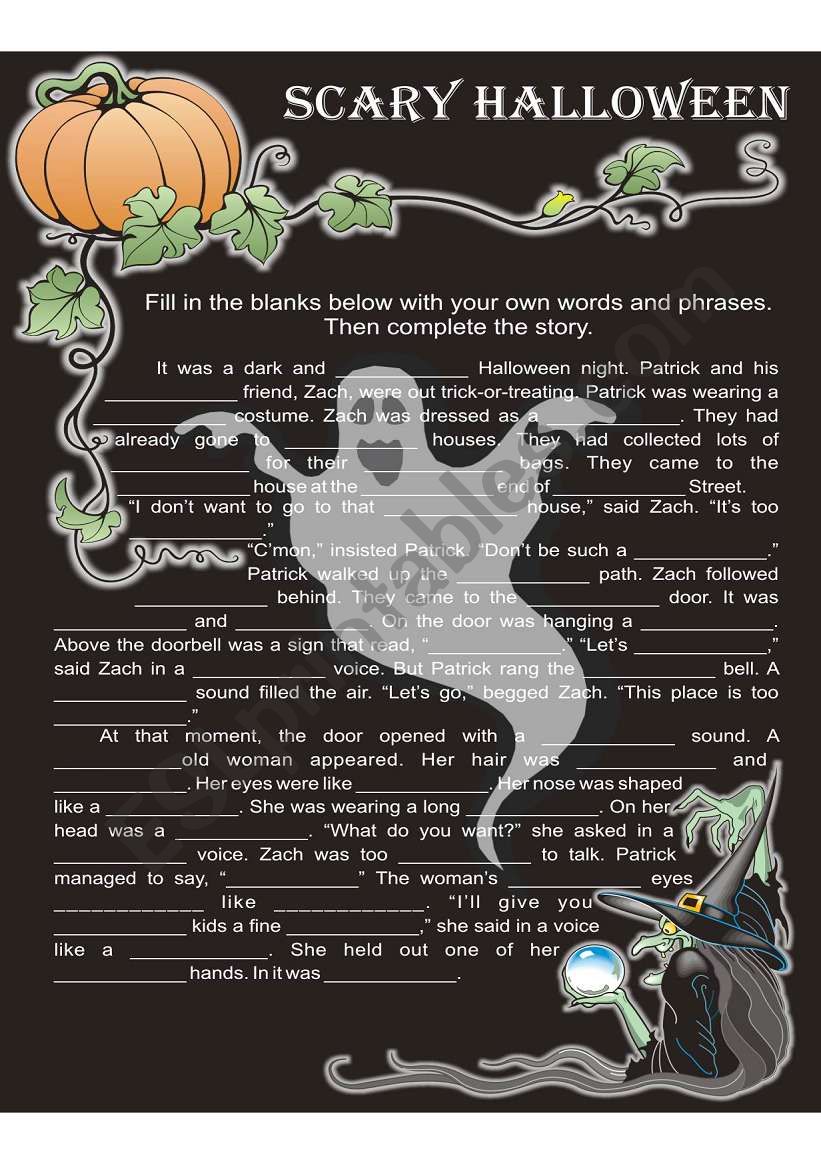 Scary Halloween worksheet