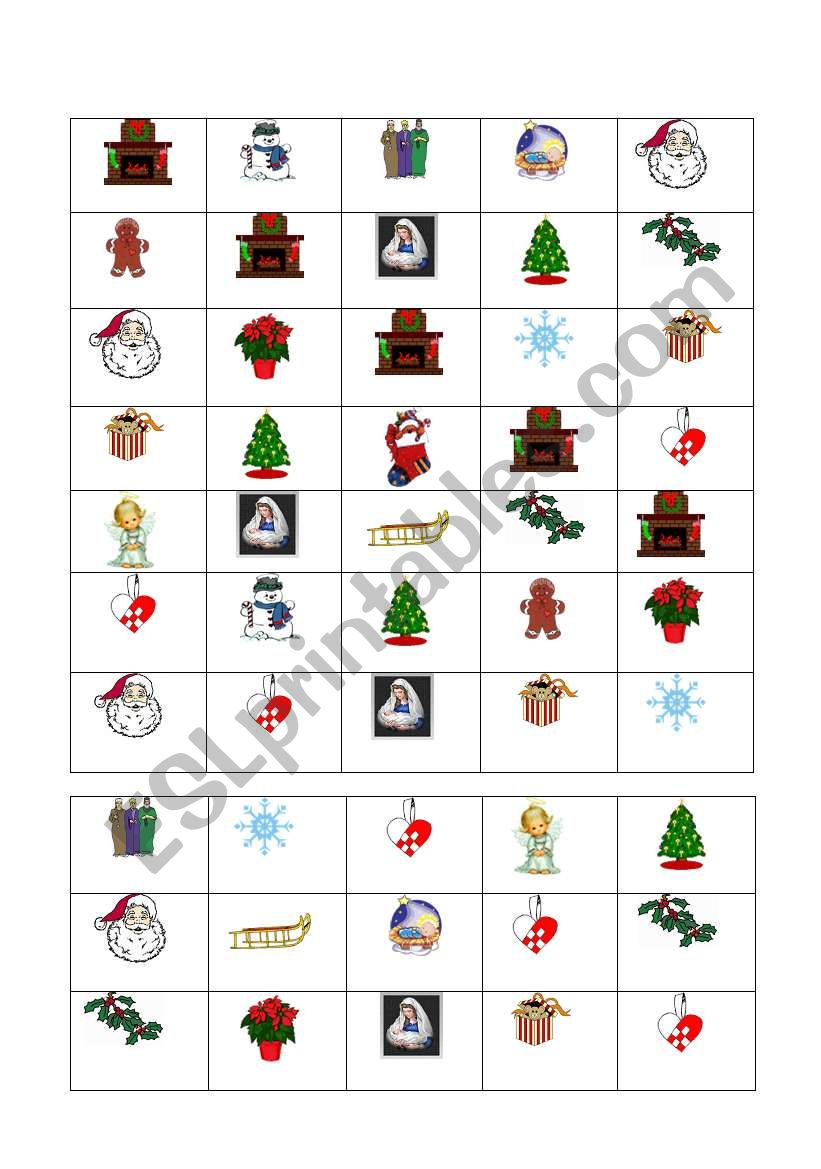 Christmas Bingo 1/3 worksheet