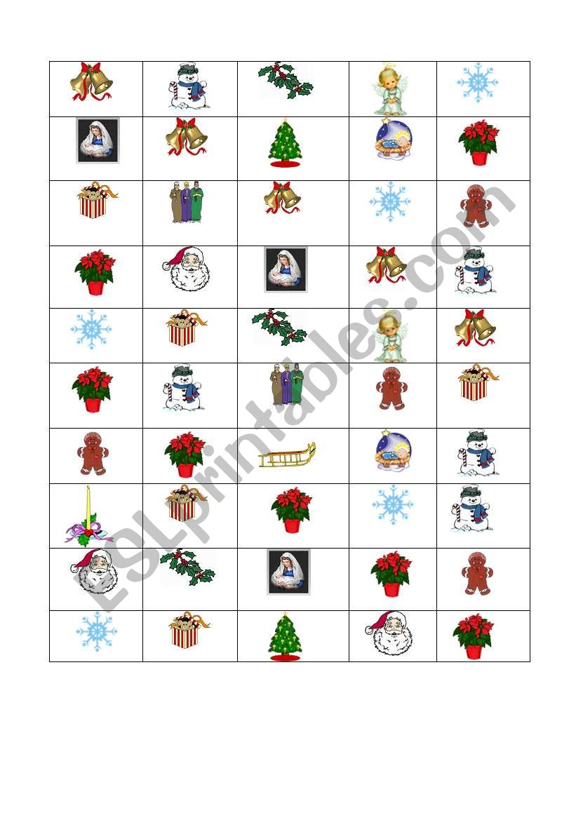 Christmas bingo 2/3 worksheet