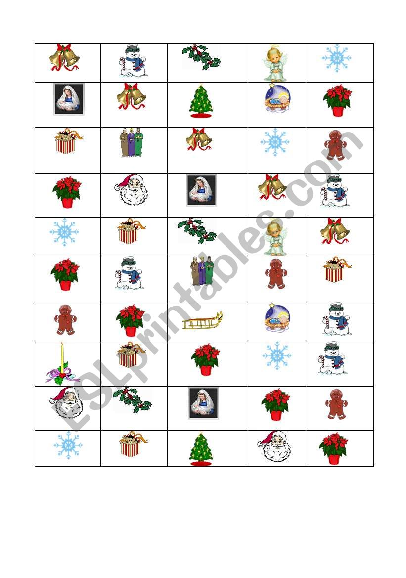 Christmas bingo 2/3 worksheet
