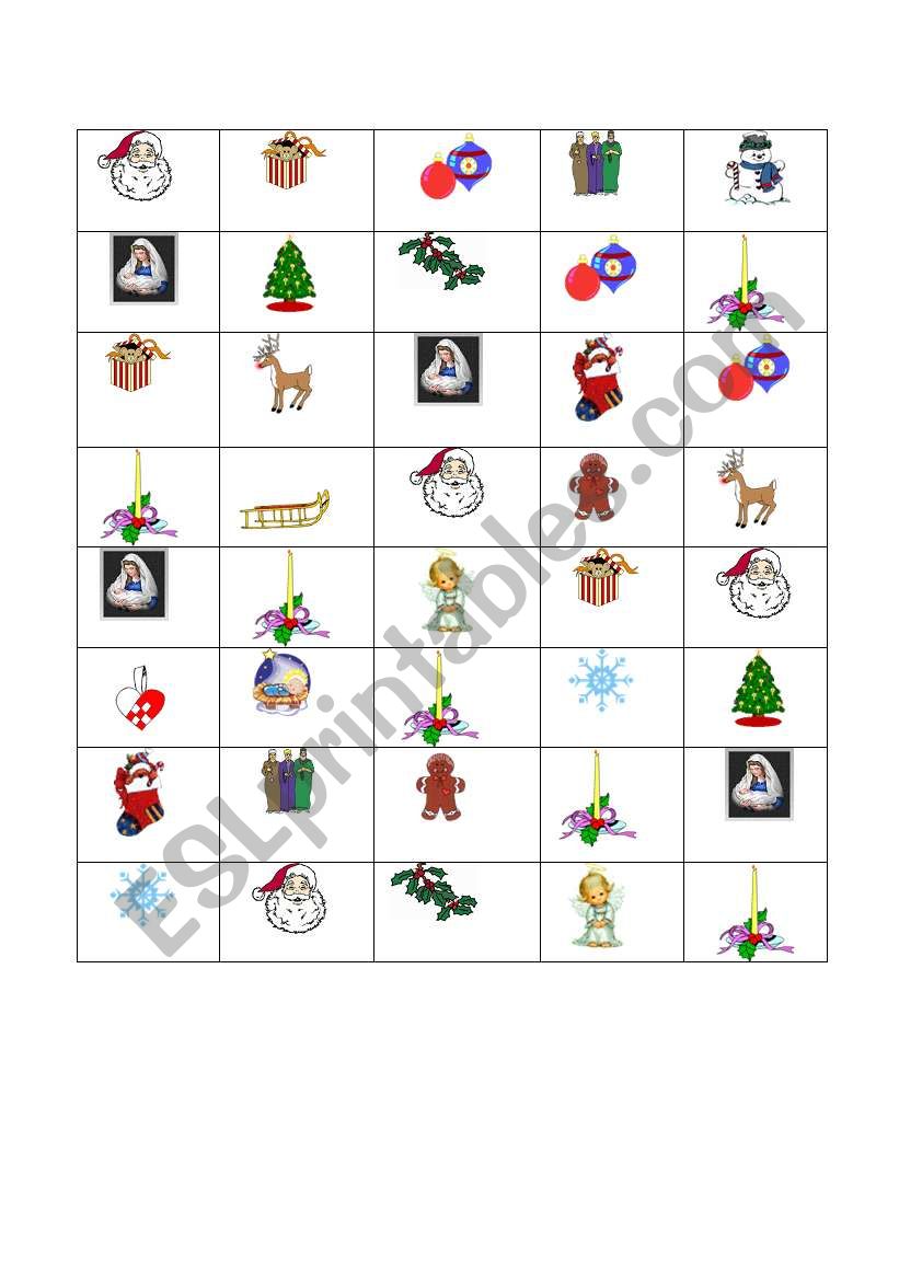 Christmas bingo 3/3 worksheet