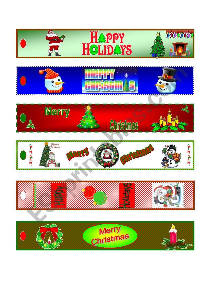 CHRISTMAS bookmarks worksheet