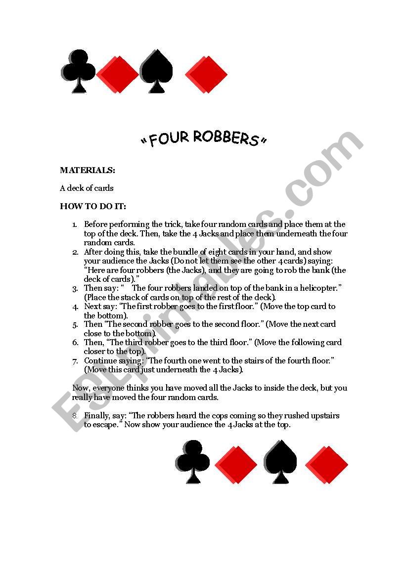 magic tricks recipe worksheet