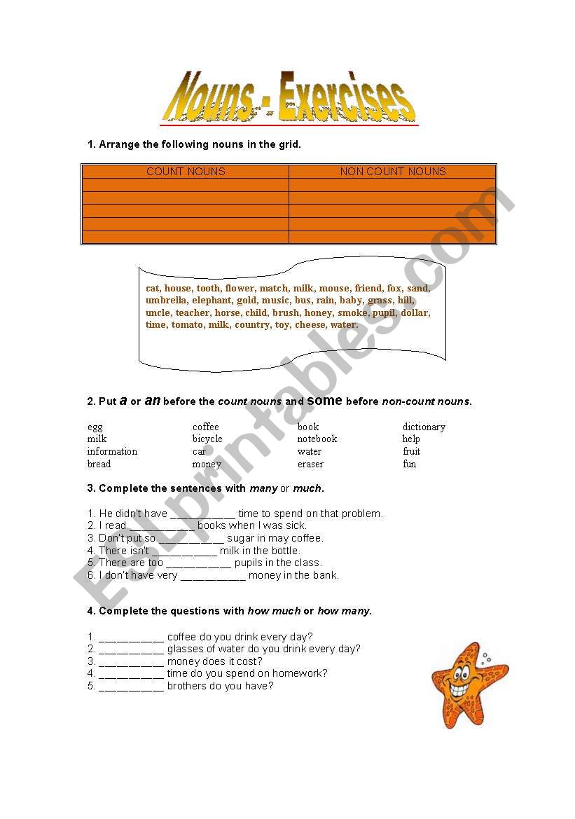 Nouns worksheet