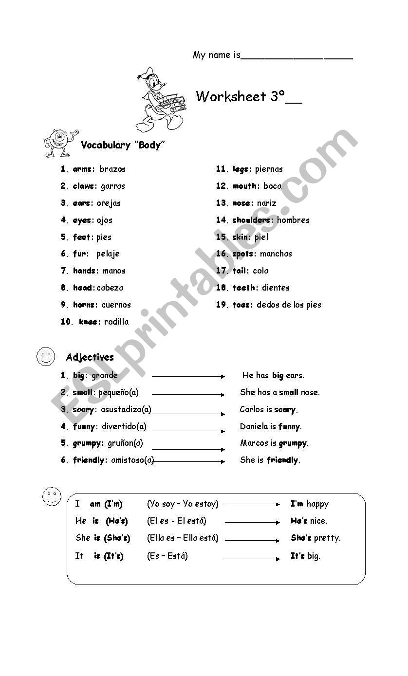 Parts of Body worksheet