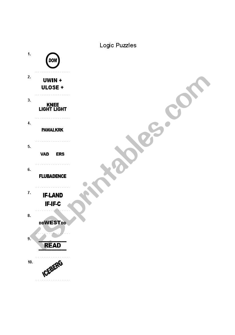 Logic Puzzles worksheet