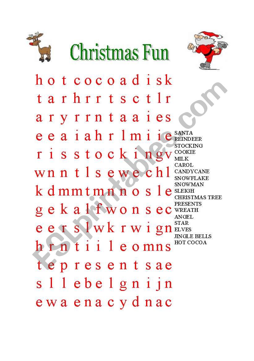 Christmas Wordsearch worksheet