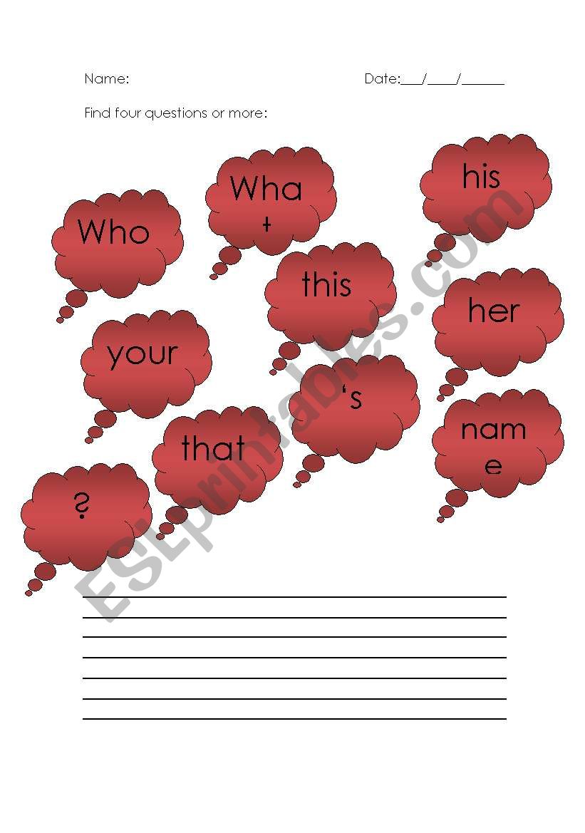 Making sentences up - with teachers worksheet