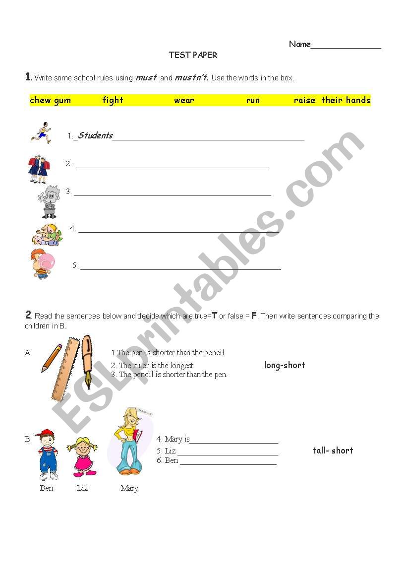 Test  worksheet