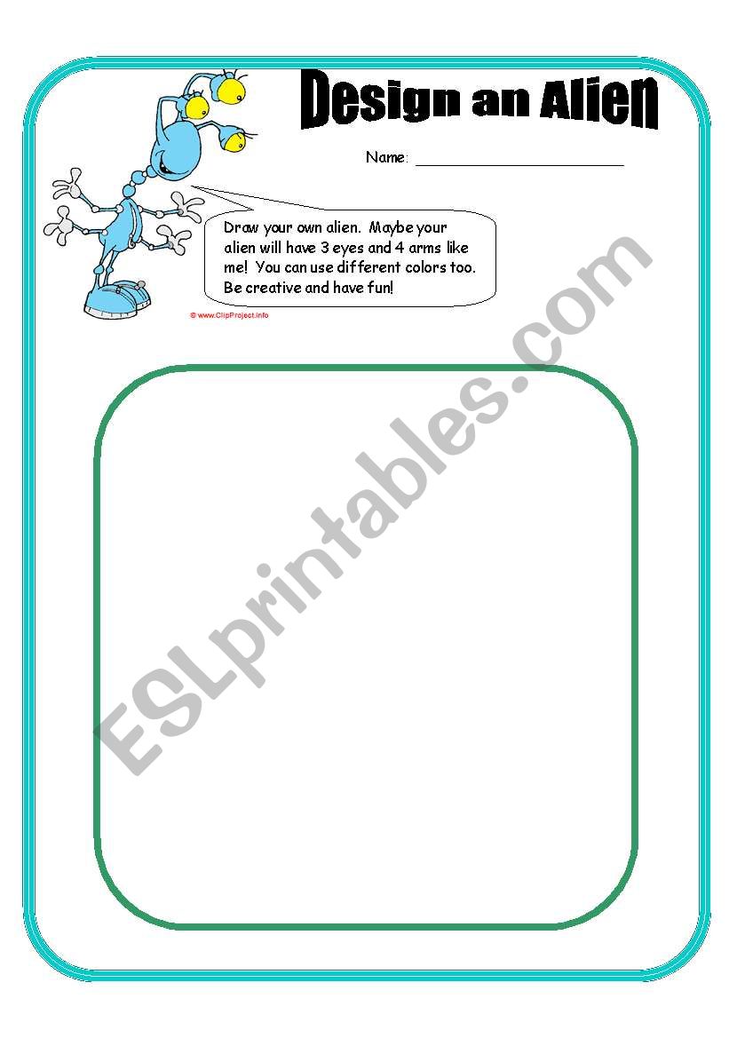 Design an Alien worksheet