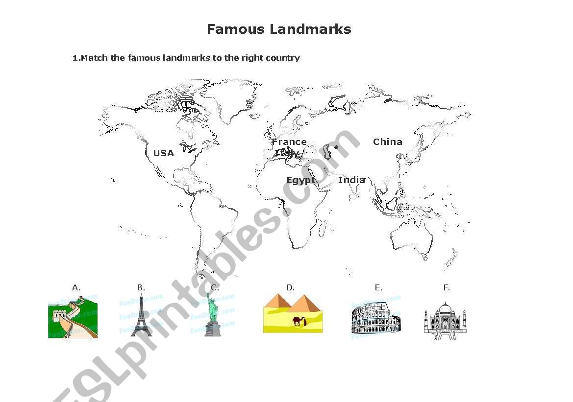 Famous Landmarks - Holidays worksheet