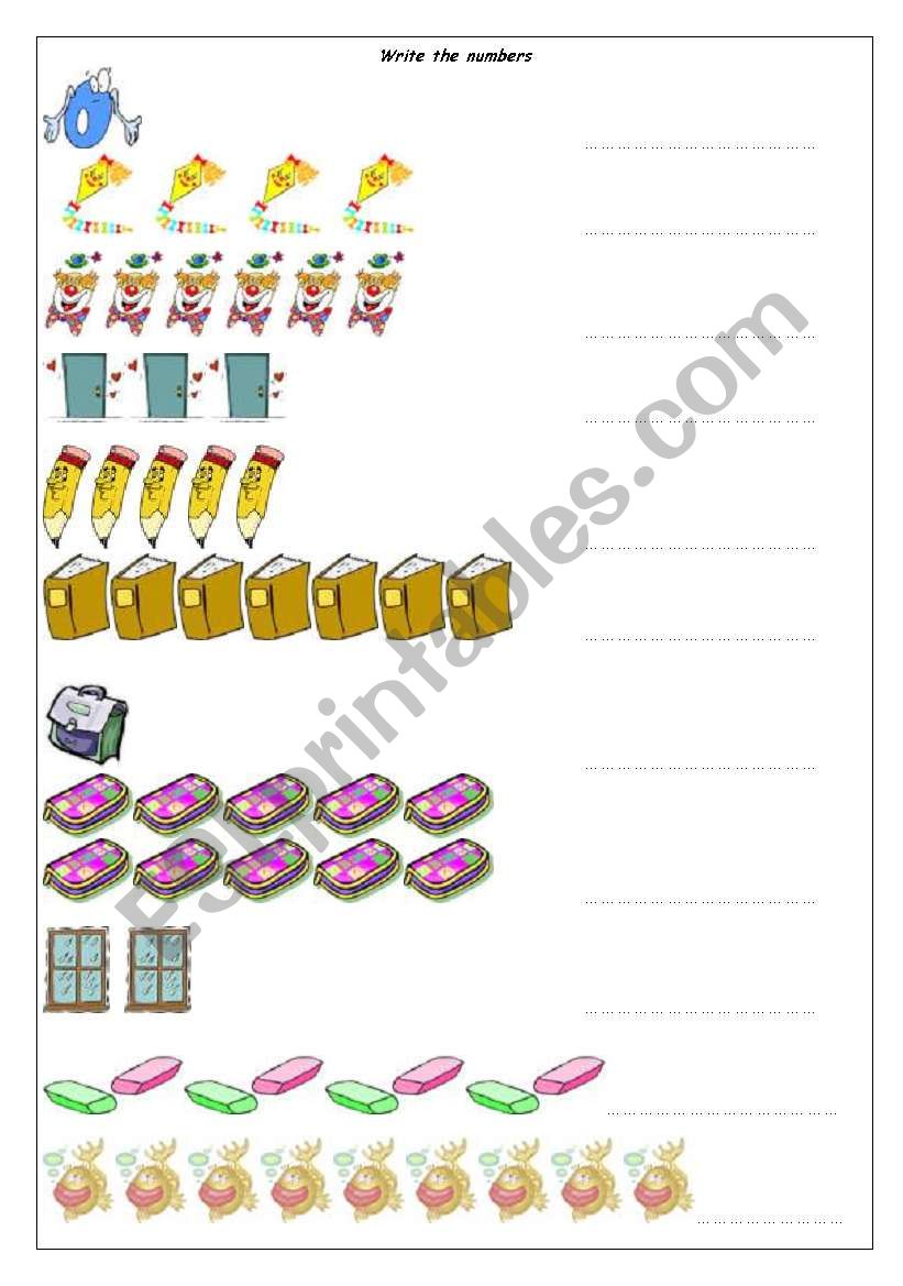 numbers worksheet